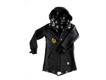 Oboustranná prodloužená mikina/bunda NINJA - černá (Velikost 98)